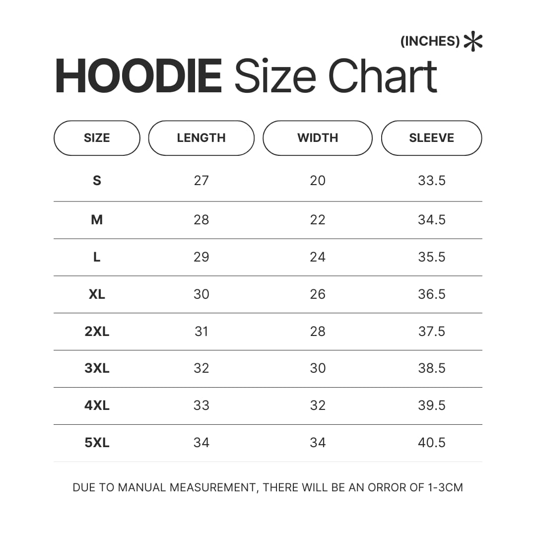Hoodie Size Chart - Noah Kahan UK Shop