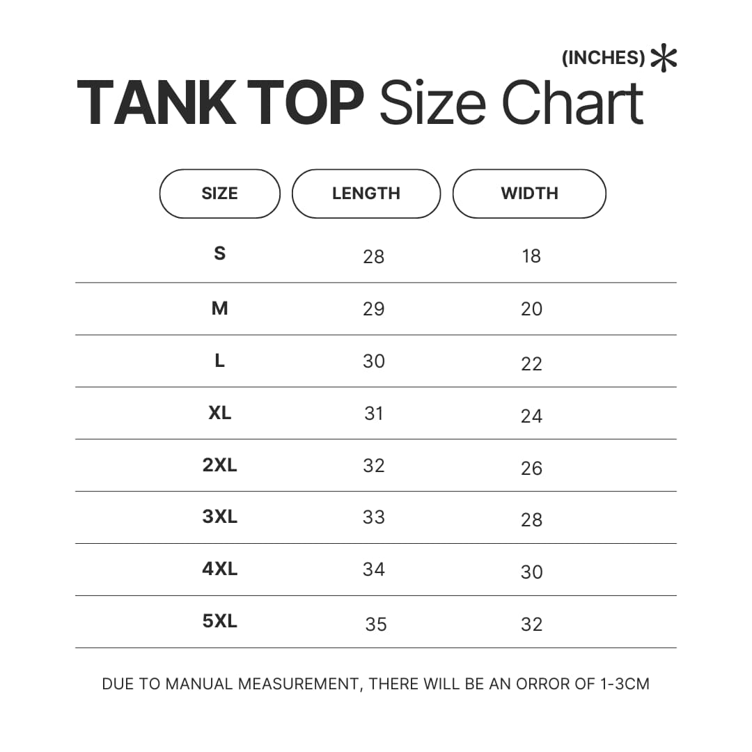 Tank Top Size Chart - Noah Kahan UK Shop
