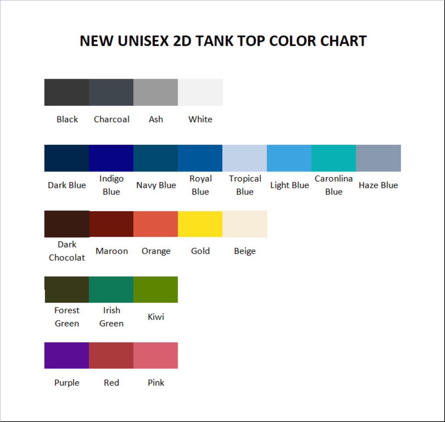 tank top color chart - Noah Kahan UK Shop