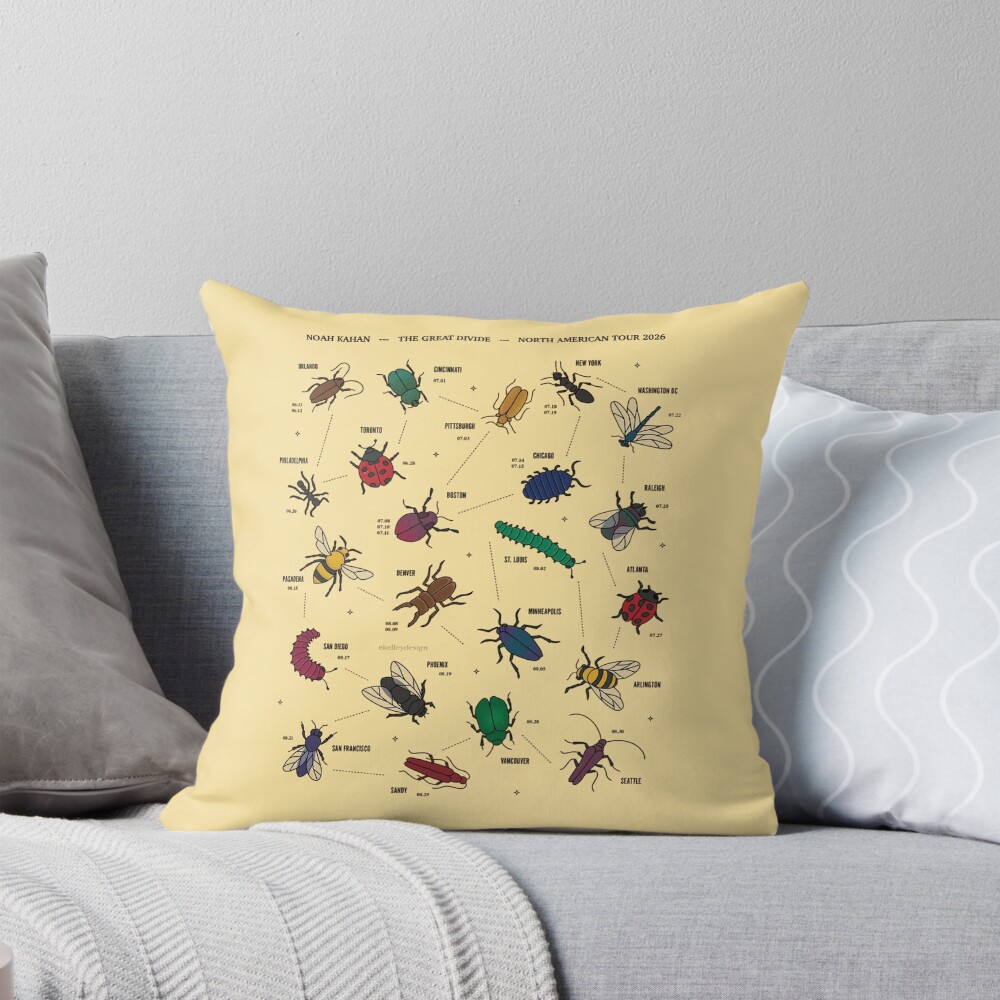 Noah Kahan 2026 Tour Design Throw Pillow